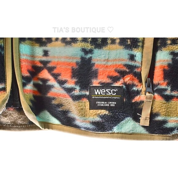 WESC Polar Fleece Jacket Unisex Southwest Aztec Full Zip Size Men’s M/ Women’s L - Picture 7 of 10